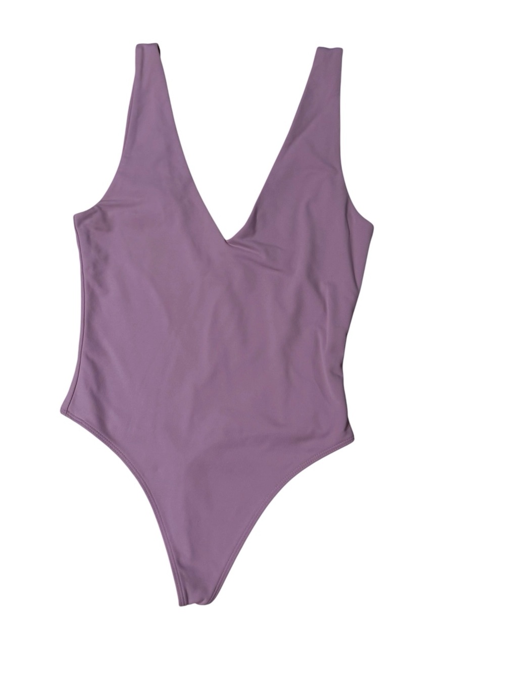 Aritzia Babaton Lavender Mauve V-Neck Thong Bodysuit Size Medium